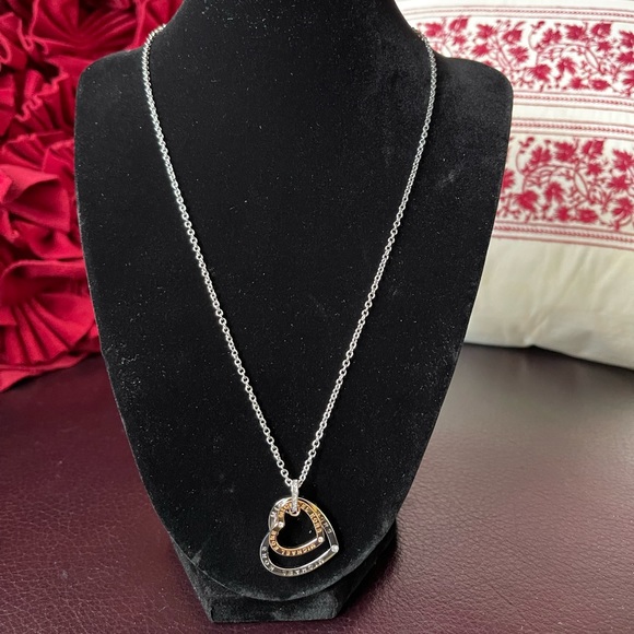 Michael Kors double chain hearts necklace sliver/rose gold tone NWT MKJ7898931 - Picture 1 of 12